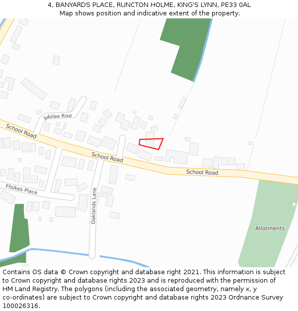 4, BANYARDS PLACE, RUNCTON HOLME, KING'S LYNN, PE33 0AL: Location map and indicative extent of plot