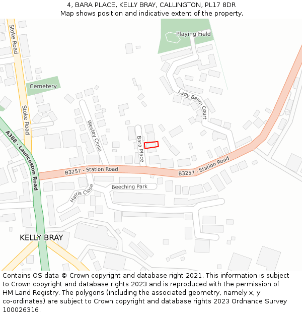 4, BARA PLACE, KELLY BRAY, CALLINGTON, PL17 8DR: Location map and indicative extent of plot