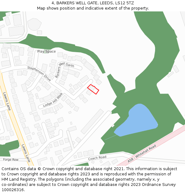4, BARKERS WELL GATE, LEEDS, LS12 5TZ: Location map and indicative extent of plot