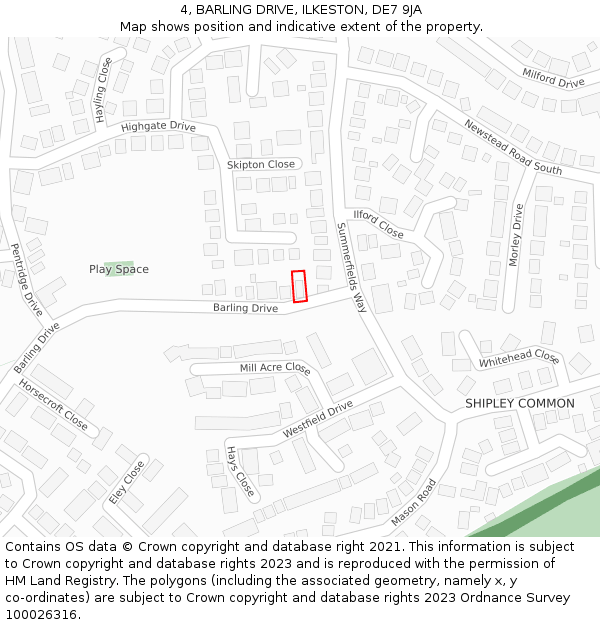 4, BARLING DRIVE, ILKESTON, DE7 9JA: Location map and indicative extent of plot