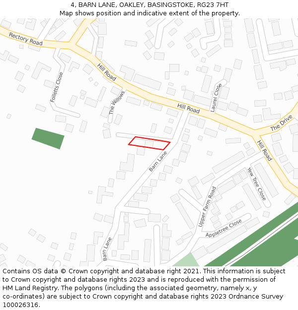 4, BARN LANE, OAKLEY, BASINGSTOKE, RG23 7HT: Location map and indicative extent of plot