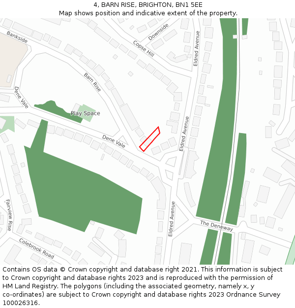 4, BARN RISE, BRIGHTON, BN1 5EE: Location map and indicative extent of plot