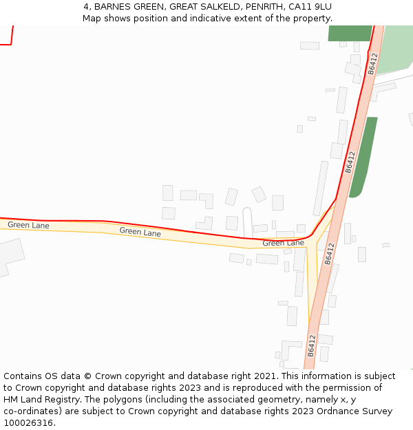 4, BARNES GREEN, GREAT SALKELD, PENRITH, CA11 9LU: Location map and indicative extent of plot