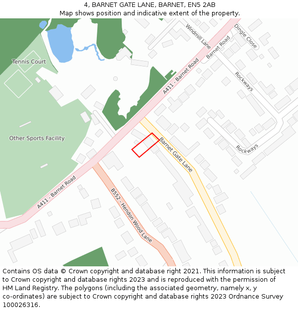 4, BARNET GATE LANE, BARNET, EN5 2AB: Location map and indicative extent of plot