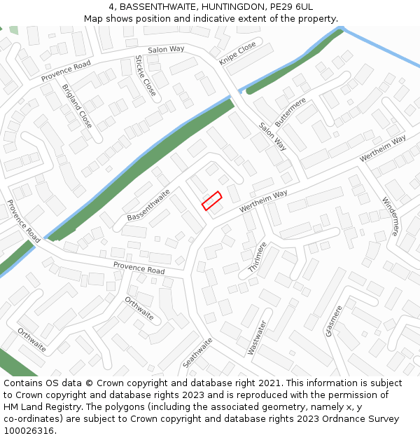 4, BASSENTHWAITE, HUNTINGDON, PE29 6UL: Location map and indicative extent of plot