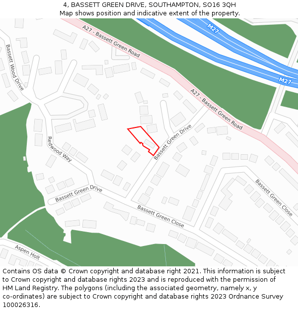 4, BASSETT GREEN DRIVE, SOUTHAMPTON, SO16 3QH: Location map and indicative extent of plot