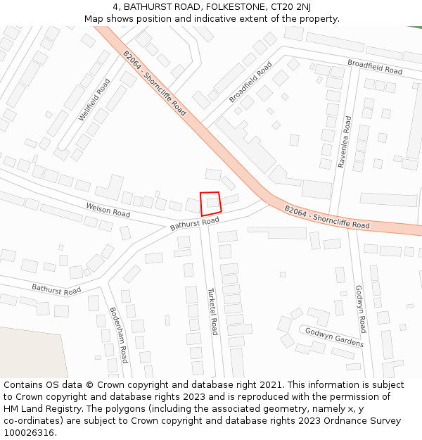 4, BATHURST ROAD, FOLKESTONE, CT20 2NJ: Location map and indicative extent of plot