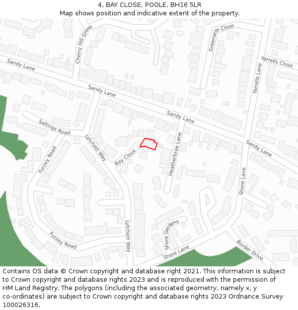 4, BAY CLOSE, POOLE, BH16 5LR: Location map and indicative extent of plot