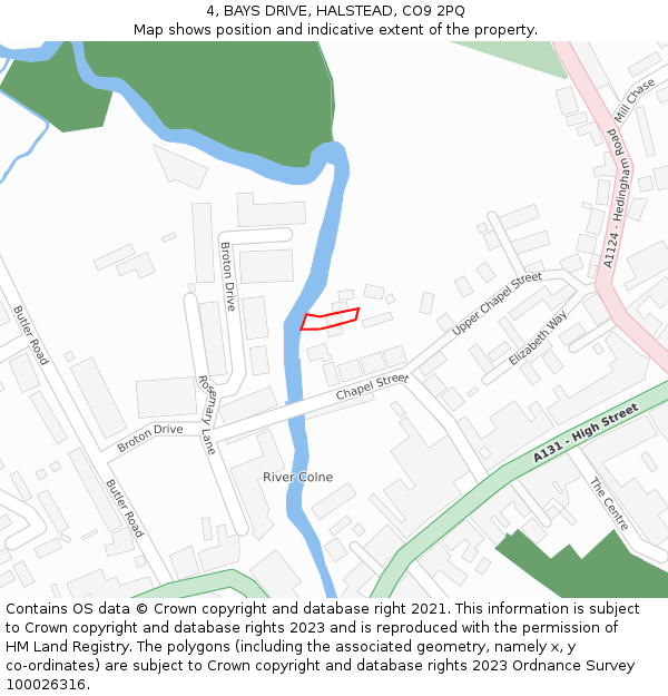 4, BAYS DRIVE, HALSTEAD, CO9 2PQ: Location map and indicative extent of plot