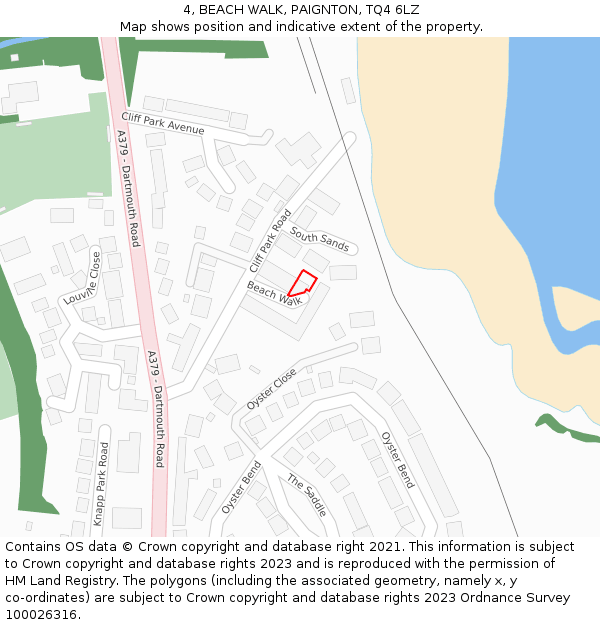 4, BEACH WALK, PAIGNTON, TQ4 6LZ: Location map and indicative extent of plot