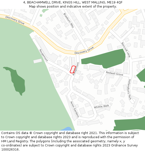 4, BEACHAMWELL DRIVE, KINGS HILL, WEST MALLING, ME19 4QF: Location map and indicative extent of plot