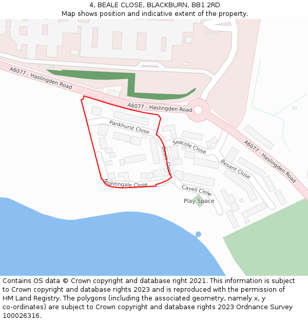 4, BEALE CLOSE, BLACKBURN, BB1 2RD: Location map and indicative extent of plot