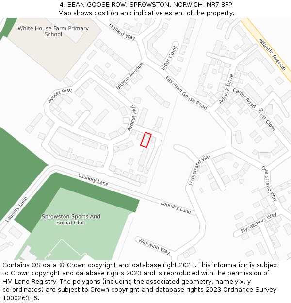 4, BEAN GOOSE ROW, SPROWSTON, NORWICH, NR7 8FP: Location map and indicative extent of plot