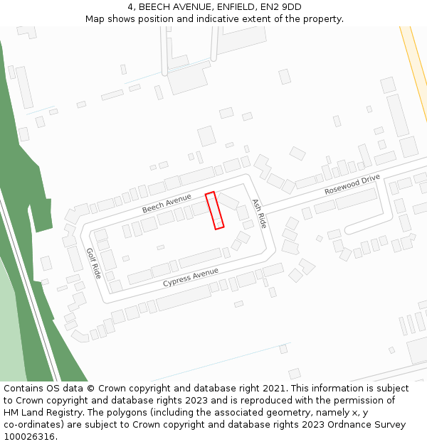 4, BEECH AVENUE, ENFIELD, EN2 9DD: Location map and indicative extent of plot