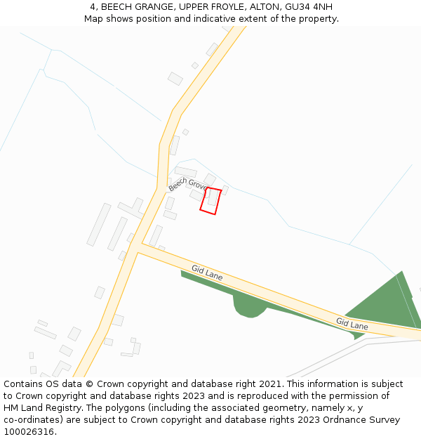 4, BEECH GRANGE, UPPER FROYLE, ALTON, GU34 4NH: Location map and indicative extent of plot