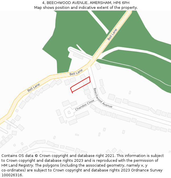 4, BEECHWOOD AVENUE, AMERSHAM, HP6 6PH: Location map and indicative extent of plot