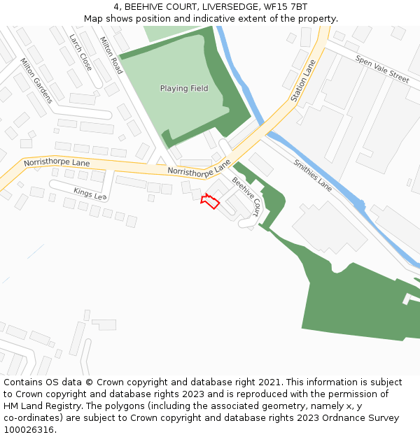 4, BEEHIVE COURT, LIVERSEDGE, WF15 7BT: Location map and indicative extent of plot