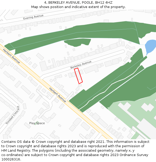 4, BERKELEY AVENUE, POOLE, BH12 4HZ: Location map and indicative extent of plot