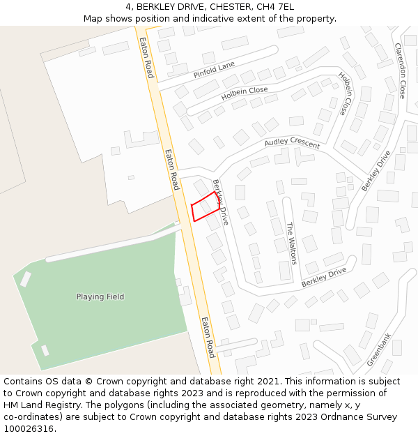 4, BERKLEY DRIVE, CHESTER, CH4 7EL: Location map and indicative extent of plot