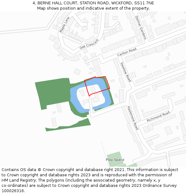 4, BERNE HALL COURT, STATION ROAD, WICKFORD, SS11 7NE: Location map and indicative extent of plot