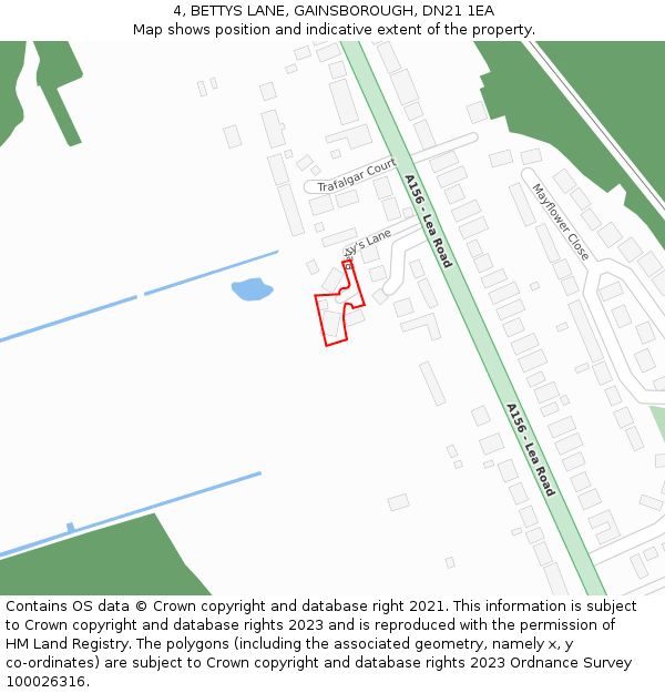 4, BETTYS LANE, GAINSBOROUGH, DN21 1EA: Location map and indicative extent of plot