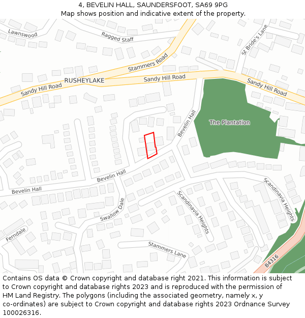 4, BEVELIN HALL, SAUNDERSFOOT, SA69 9PG: Location map and indicative extent of plot