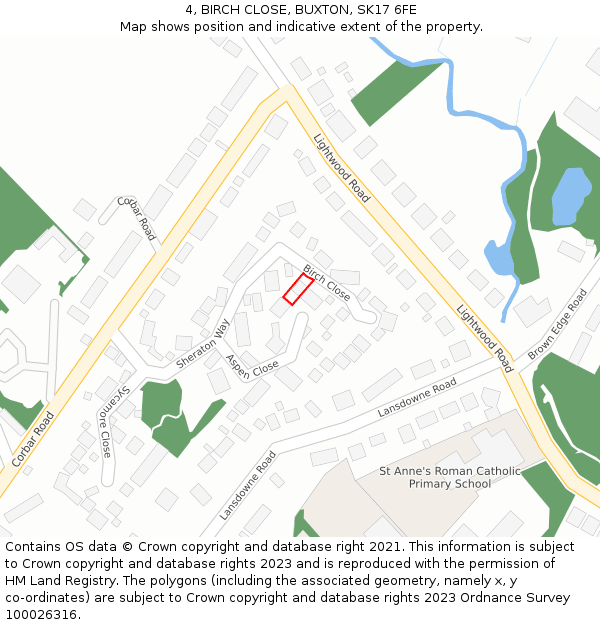 4, BIRCH CLOSE, BUXTON, SK17 6FE: Location map and indicative extent of plot