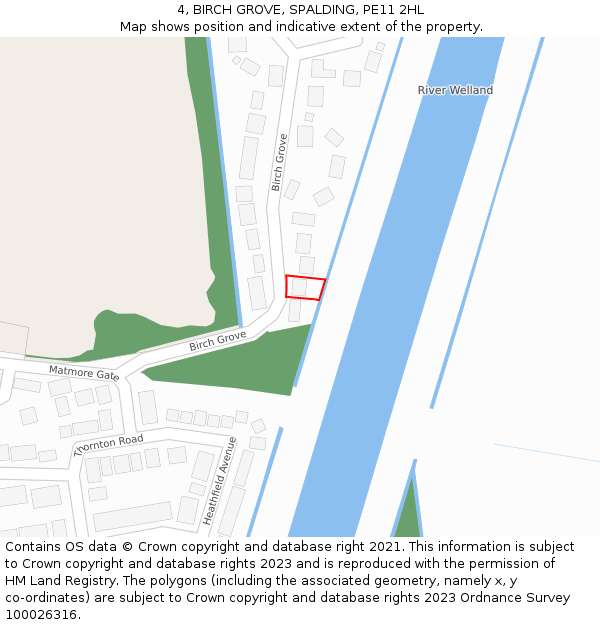 4, BIRCH GROVE, SPALDING, PE11 2HL: Location map and indicative extent of plot