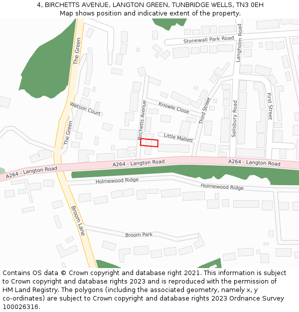 4, BIRCHETTS AVENUE, LANGTON GREEN, TUNBRIDGE WELLS, TN3 0EH: Location map and indicative extent of plot