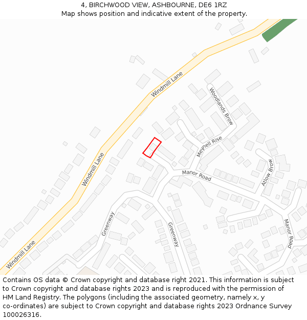 4, BIRCHWOOD VIEW, ASHBOURNE, DE6 1RZ: Location map and indicative extent of plot