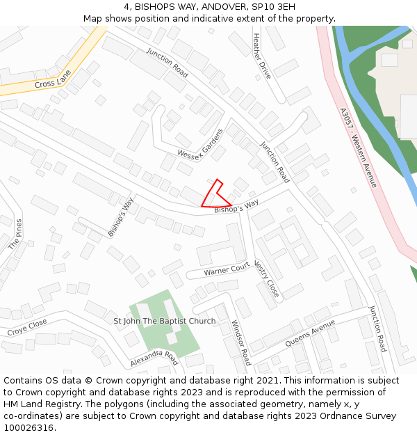 4, BISHOPS WAY, ANDOVER, SP10 3EH: Location map and indicative extent of plot