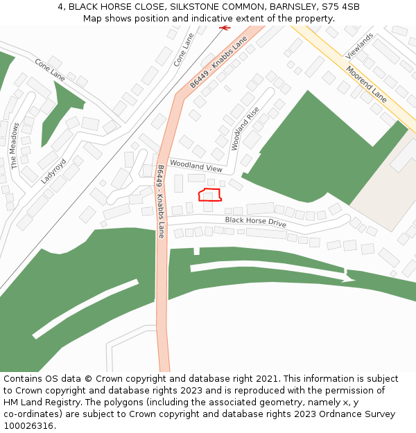 4, BLACK HORSE CLOSE, SILKSTONE COMMON, BARNSLEY, S75 4SB: Location map and indicative extent of plot