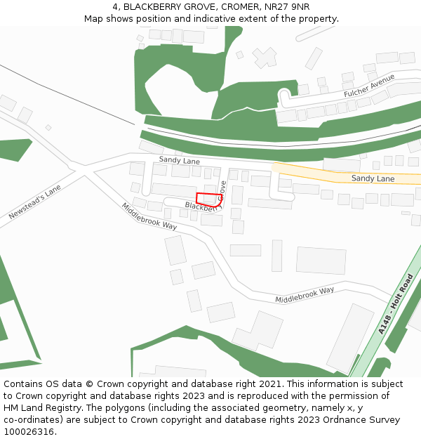 4, BLACKBERRY GROVE, CROMER, NR27 9NR: Location map and indicative extent of plot