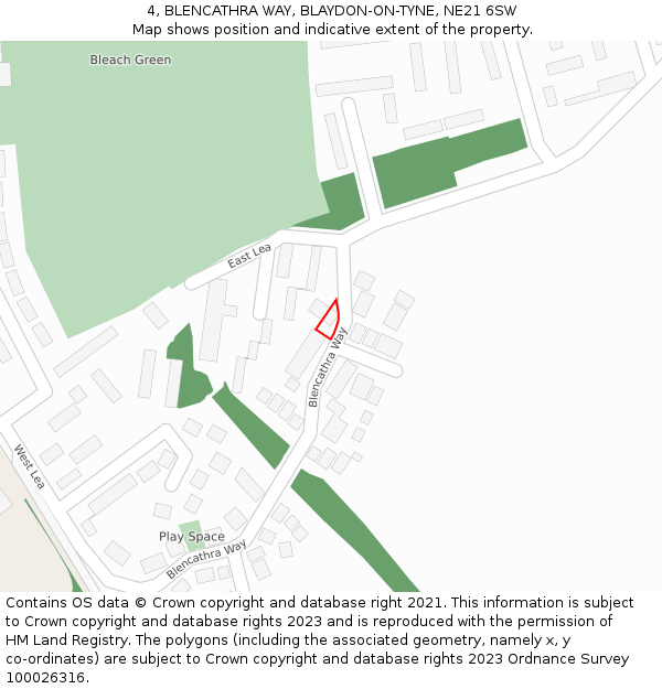 4, BLENCATHRA WAY, BLAYDON-ON-TYNE, NE21 6SW: Location map and indicative extent of plot