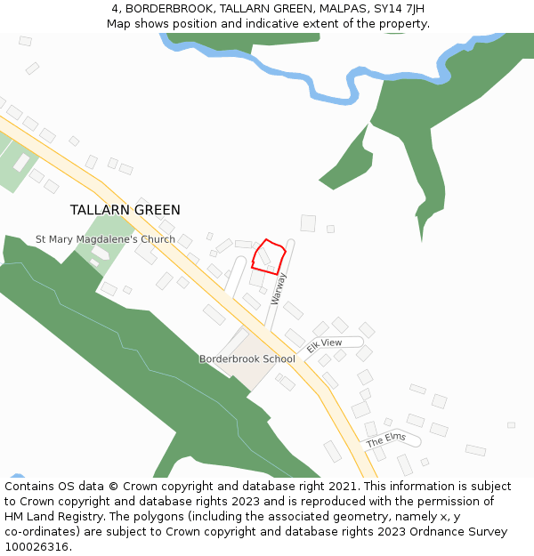 4, BORDERBROOK, TALLARN GREEN, MALPAS, SY14 7JH: Location map and indicative extent of plot