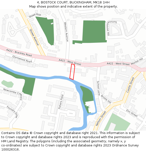 4, BOSTOCK COURT, BUCKINGHAM, MK18 1HH: Location map and indicative extent of plot