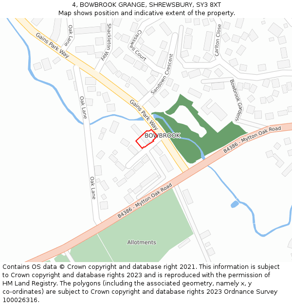 4, BOWBROOK GRANGE, SHREWSBURY, SY3 8XT: Location map and indicative extent of plot