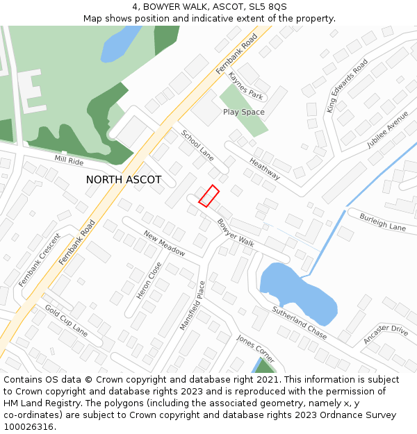 4, BOWYER WALK, ASCOT, SL5 8QS: Location map and indicative extent of plot