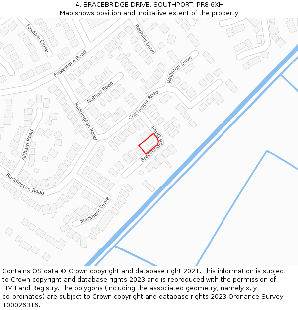 4, BRACEBRIDGE DRIVE, SOUTHPORT, PR8 6XH: Location map and indicative extent of plot