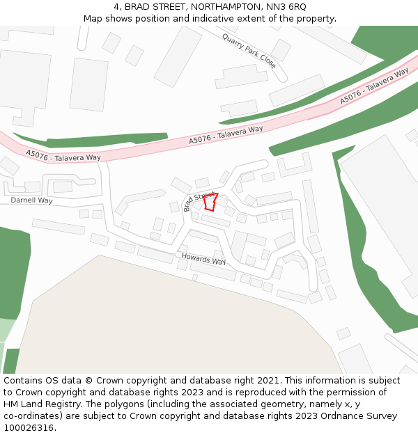 4, BRAD STREET, NORTHAMPTON, NN3 6RQ: Location map and indicative extent of plot