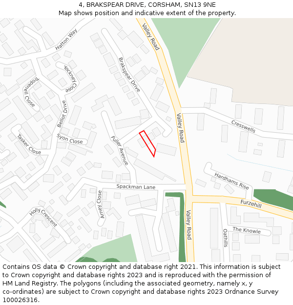 4, BRAKSPEAR DRIVE, CORSHAM, SN13 9NE: Location map and indicative extent of plot