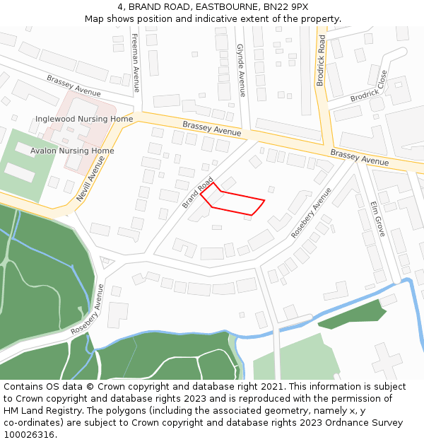 4, BRAND ROAD, EASTBOURNE, BN22 9PX: Location map and indicative extent of plot
