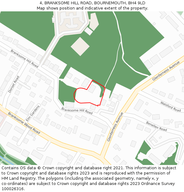 4, BRANKSOME HILL ROAD, BOURNEMOUTH, BH4 9LD: Location map and indicative extent of plot