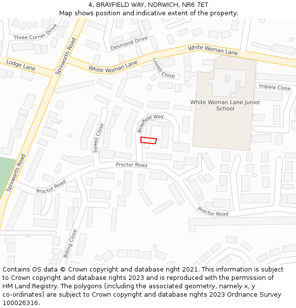 4, BRAYFIELD WAY, NORWICH, NR6 7ET: Location map and indicative extent of plot