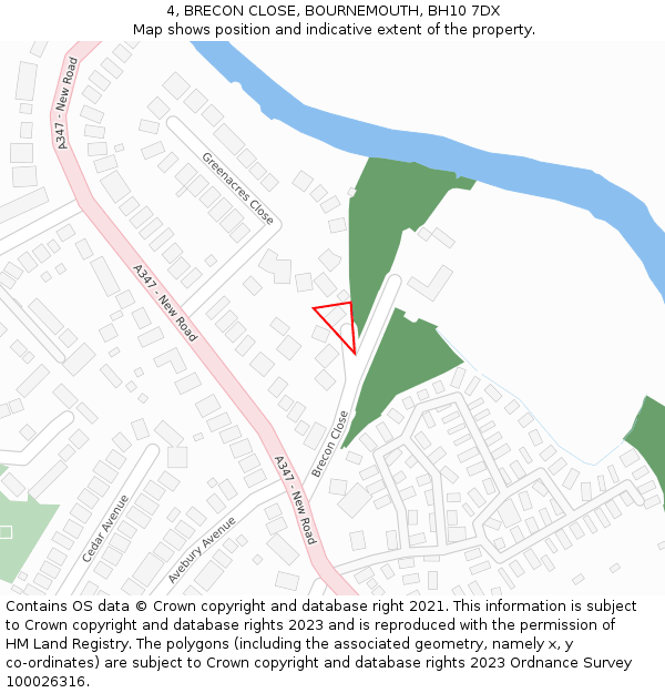 4, BRECON CLOSE, BOURNEMOUTH, BH10 7DX: Location map and indicative extent of plot