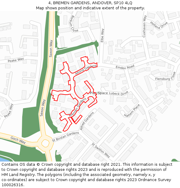 4, BREMEN GARDENS, ANDOVER, SP10 4LQ: Location map and indicative extent of plot