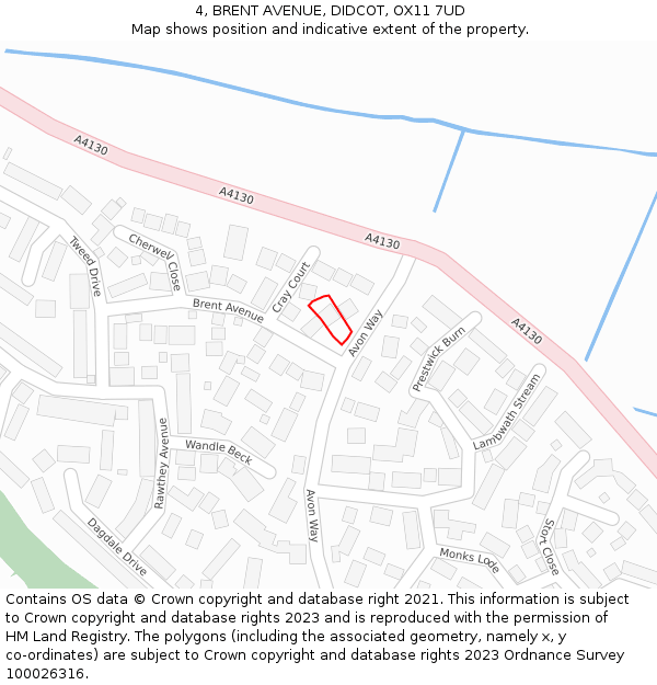 4, BRENT AVENUE, DIDCOT, OX11 7UD: Location map and indicative extent of plot