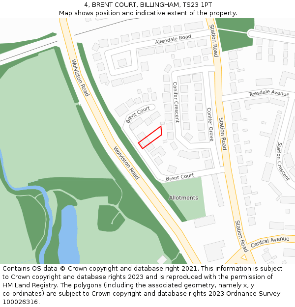 4, BRENT COURT, BILLINGHAM, TS23 1PT: Location map and indicative extent of plot