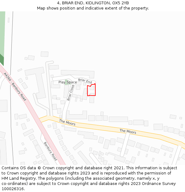 4, BRIAR END, KIDLINGTON, OX5 2YB: Location map and indicative extent of plot