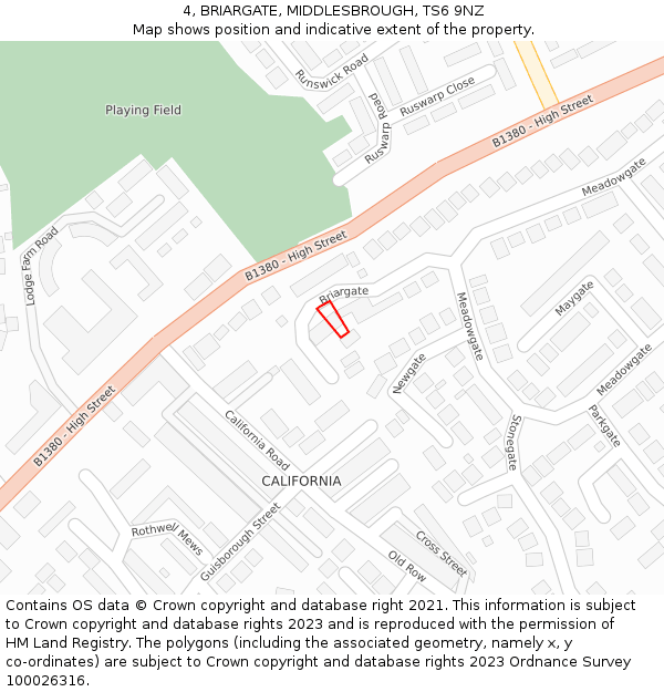 4, BRIARGATE, MIDDLESBROUGH, TS6 9NZ: Location map and indicative extent of plot